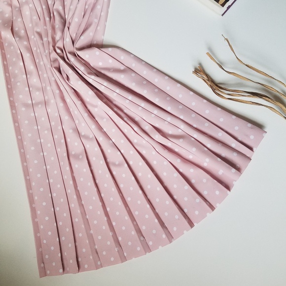Vintage Pink White Polka Dot Pleated Skirt Small - Picture 4 of 7